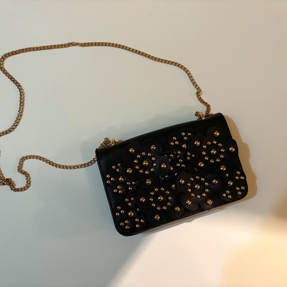 black flower purse